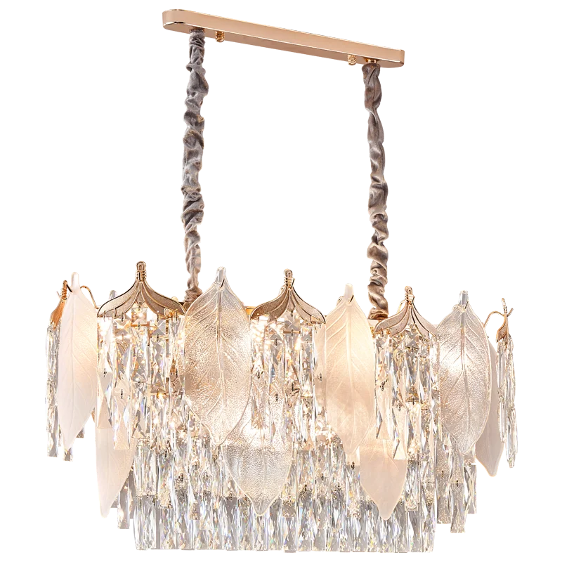 Crystal Leaves Chandelier: Elegant Postmodern Lighting for Living Room, Dining Room, Bedroom