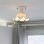 Nordic Modern White Flower Ceramic LED Ceiling Light by Afralia™