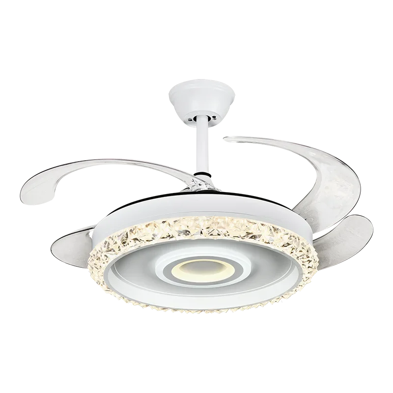 42" Leaf Fan Chandelier Invisible Fan Lighting for Bedroom and Dining Room