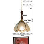 Afralia™ Tiffany Glass LED Pendant Walnut Wood Dining Room Light