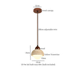 Yellow Travertine Spherical Stone LED Pendant Light for Bedroom Dining Living Room