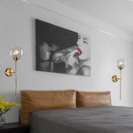Golden Round Glass Wall Sconce: Modern Nordic Lighting Fixture for Home Decor