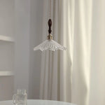 Nordic Walnut Wood LED Pendant Light Clear Glass Hang Lamp