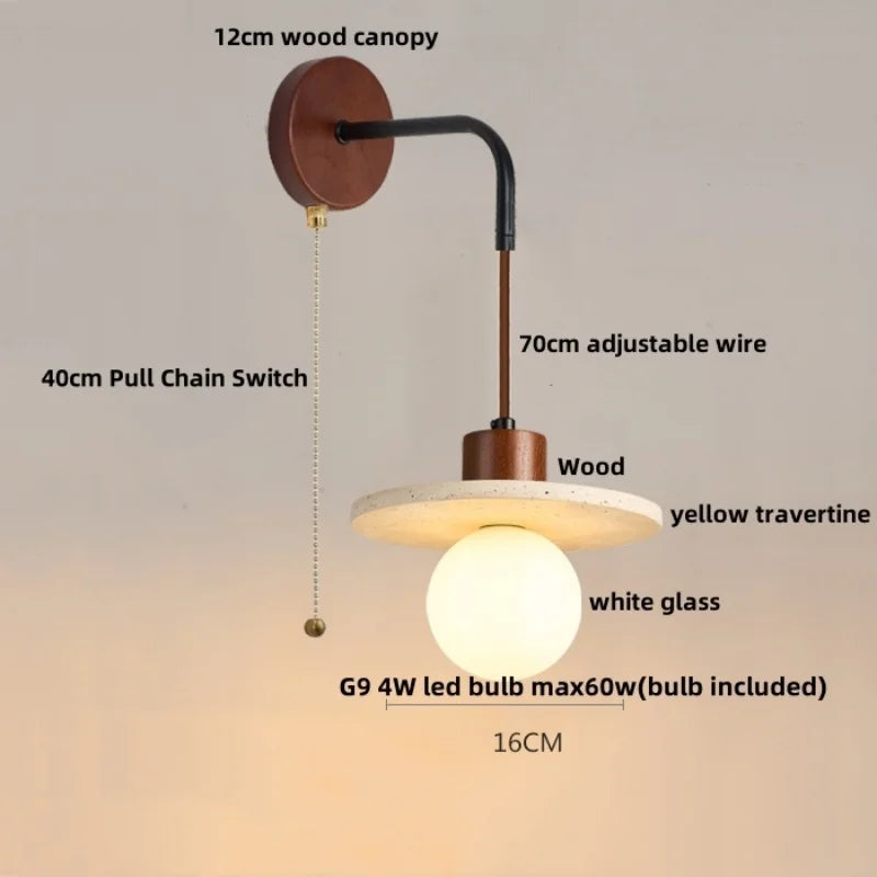 Afralia™ White Glass LED Wall Light Sconce with Pull Chain Switch for Bedroom and Bar