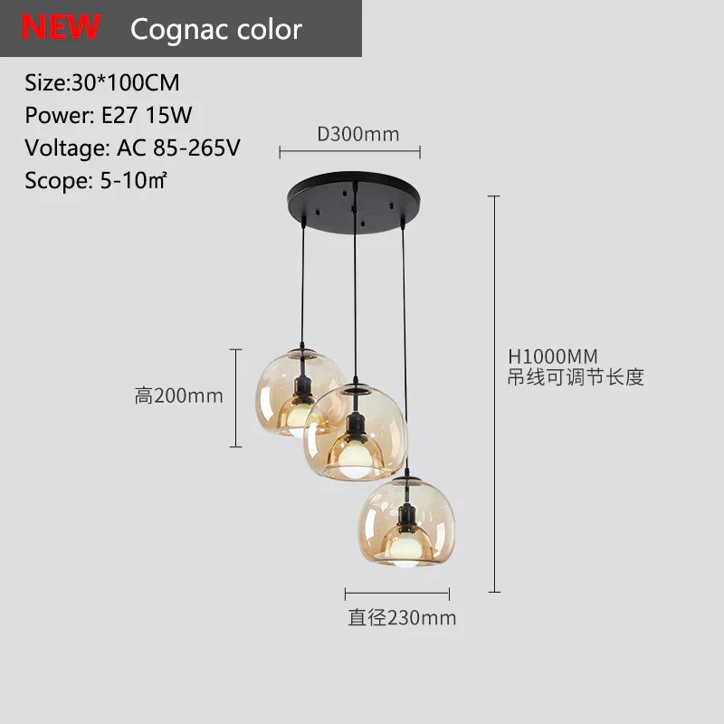 Glass Pendant Lights: Stylish LED Chandeliers for Dining Room, Kitchen, and Restaurant Tables