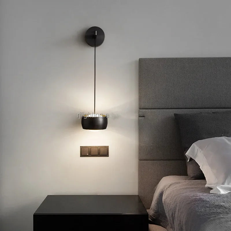 Copper Adjustable Wall Lamp for Bedroom LED Reading Light