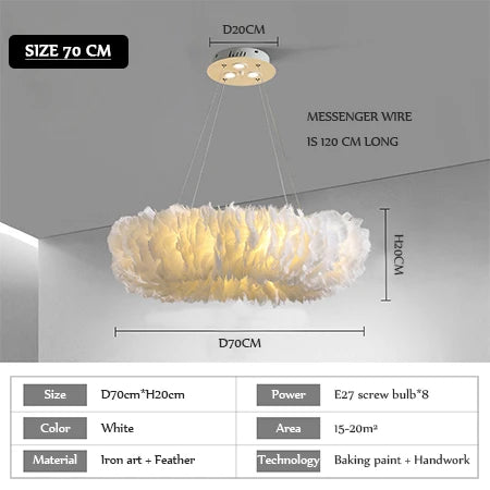 Nordic Feather Pendant Lamps for Bedroom and Home Decor Lighting