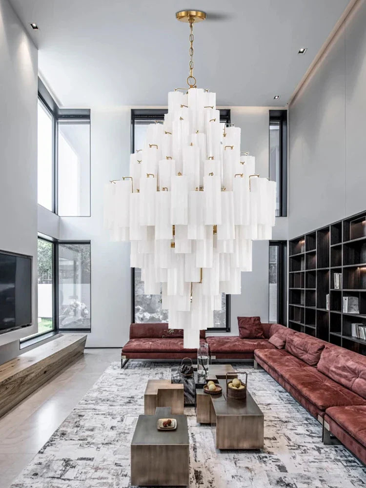Classic Gray Glass Large Pendant Light - Vintage Lobby Hanglamp Lamparas