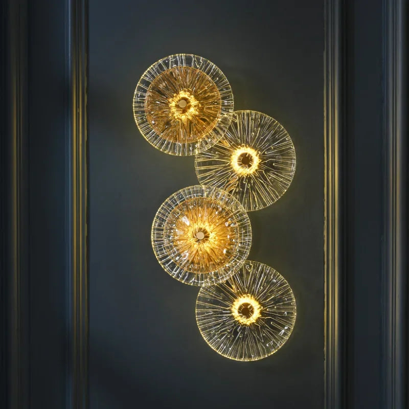 Round Glass Metal Wall Sconce Light for Bedroom Decoration