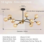Nordic Glass Ball LED Chandelier Modern Ceiling Lamp Home Decor Fixture
