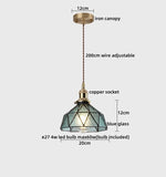 Copper Glass LED Pendant Lights Modern Hanging Lamp for Bar Bedroom Living Room