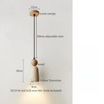 Afralia™ Wood Yellow Travertine LED Pendant Light Hanglamp for Home Decor