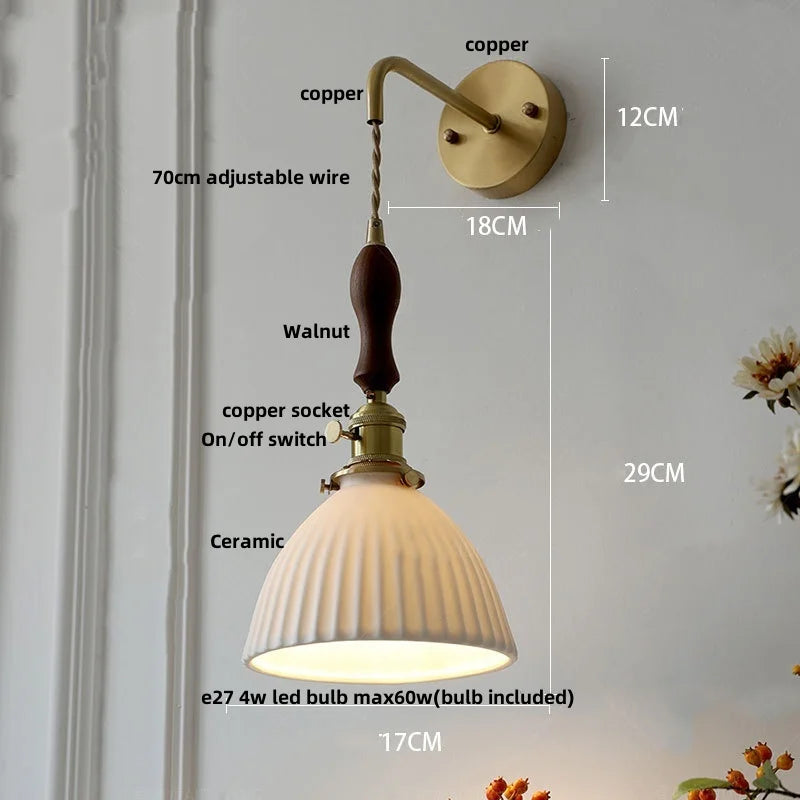 Walnut Wood LED Wall Sconce - Modern Nordic Stair Light Fixture