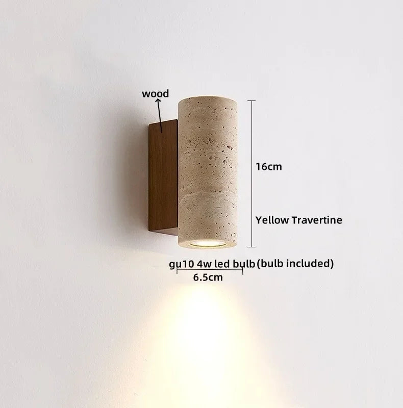 Yellow Travertine LED Wall Light Sconces for Living Room Home Decor