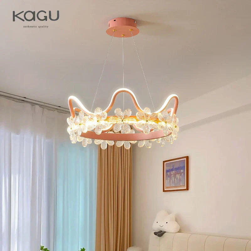 Crystal Flower Ring Chandelier for Modern Living and Bedroom
