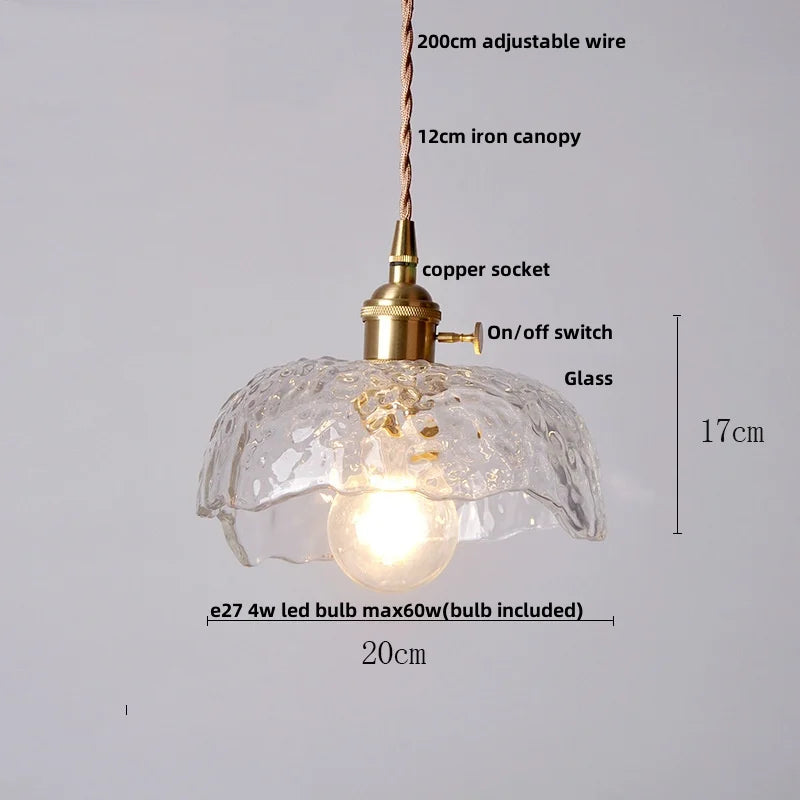 Walnut Wood LED Pendant Light Fixture with Adjustable Green Glass Shade