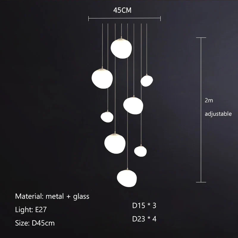 Nordic Glass Lampshade LED Ceiling Chandelier for Home Decoration