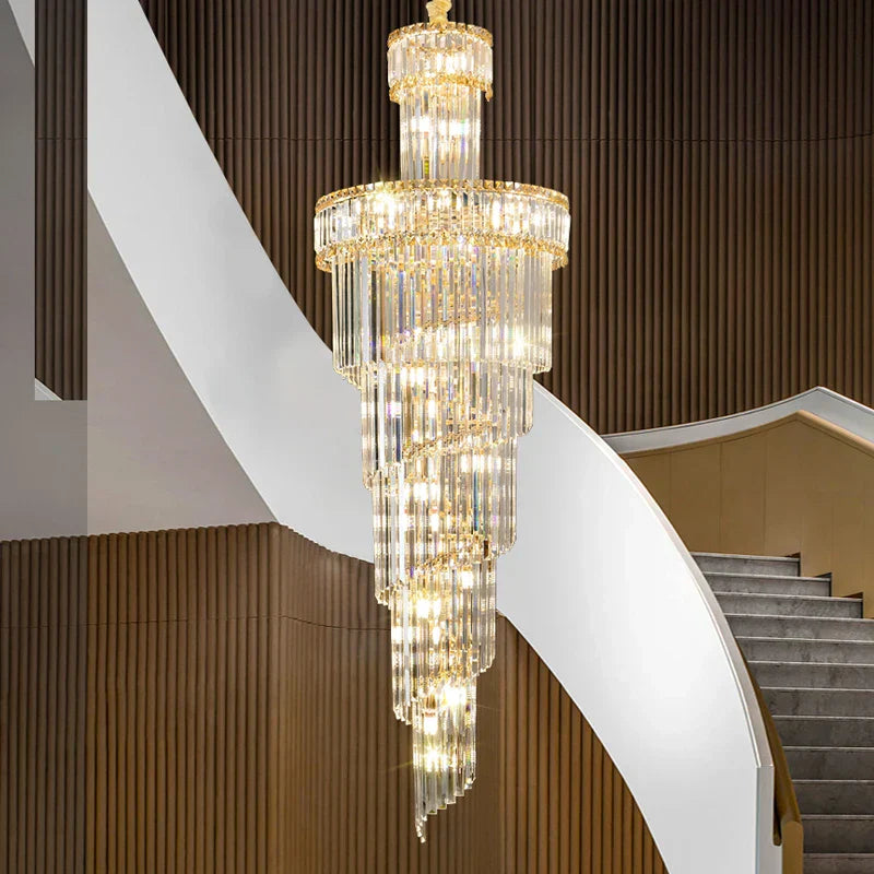 Crystal Spiral Chandelier Duplex for Modern Spaces