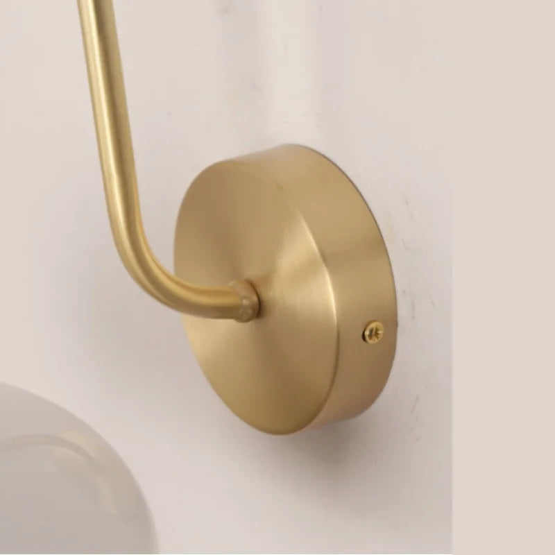 Glass LED Wall Sconce Pull Chain Switch Copper Nordic Stair Light