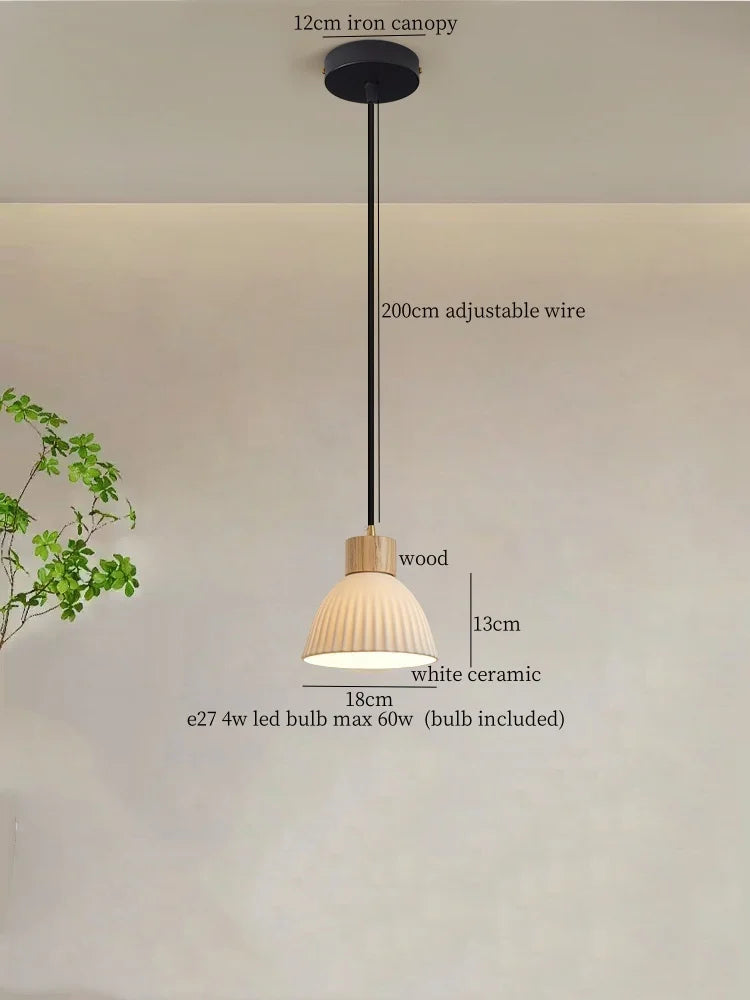 Nordic White Ceramic LED Pendant Light for Modern Living Spaces