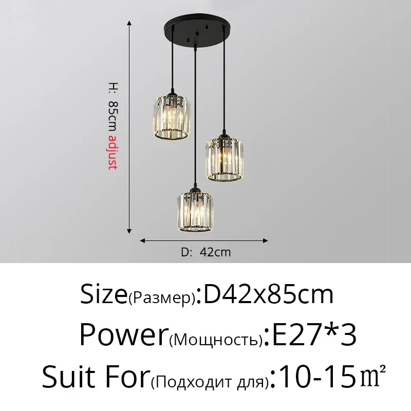 Crystal Chandelier Luxury Ceiling Lamp LED Modern Pendant Light for Indoor Spaces