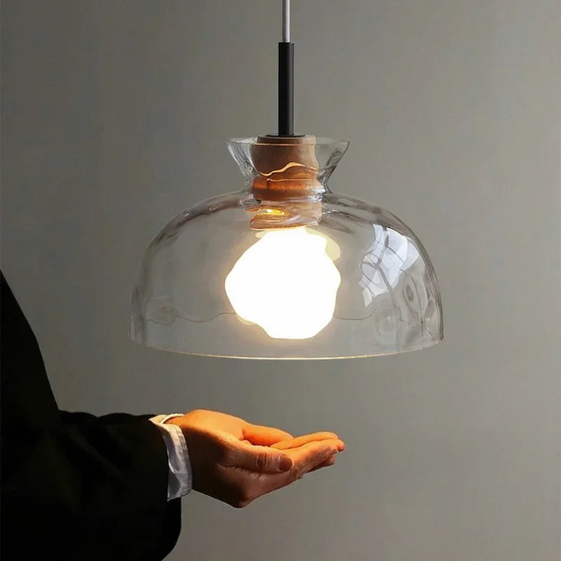Clear Glass Pendant Lamp with LED Lights for Home Decor