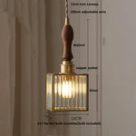 Walnut Wood LED Pendant Lamp with Cyan Glass Shade