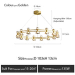 Copper Ring Pendant Lamp for Modern Luxury Living Room, Bedroom, Restaurant, Bar & Home Decor.