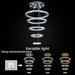 Crystal Chrome LED Pendant Light Rings Chandelier for Living Room Bedroom