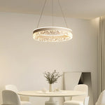 Crystal Ring LED Pendant Light - Modern Home Lighting for Bedroom and Restaurant