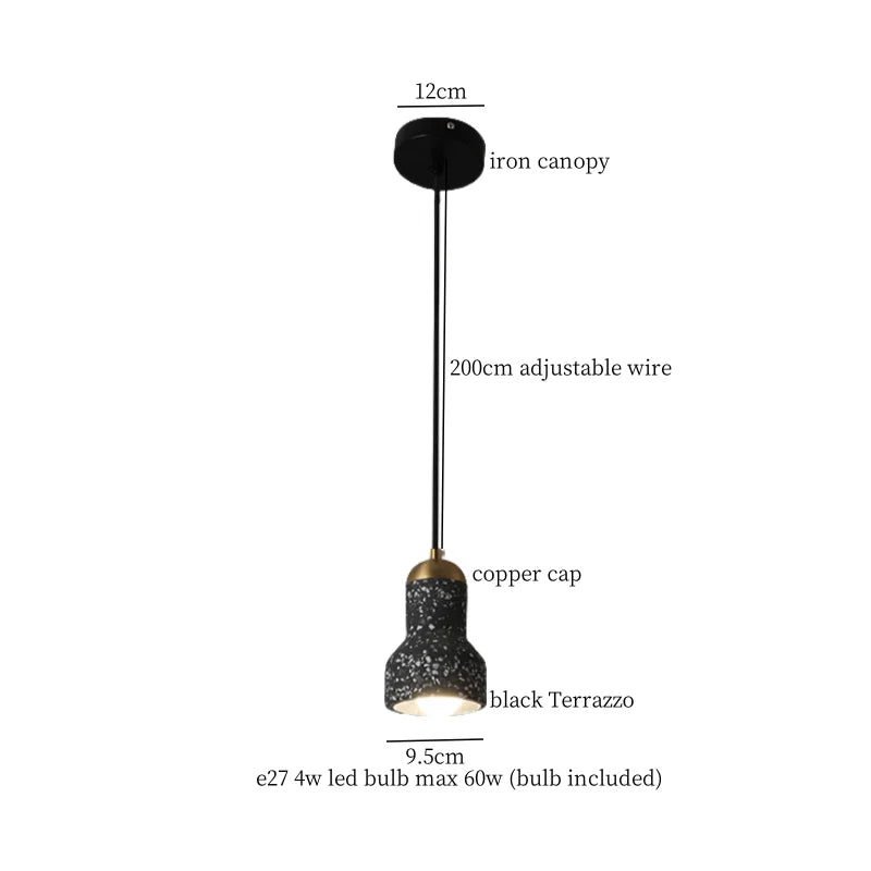Wabi Sabi LED Pendant Lights Fixture Terrazzo Hanging Lamp Lighting