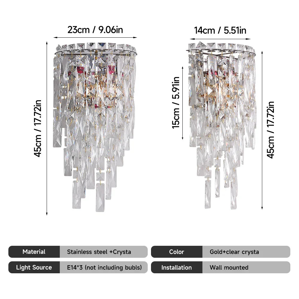 LED Crystal Sconce Wall Lamp: Modern Luxury Lighting for Living Room, Bedroom, and Corridor.