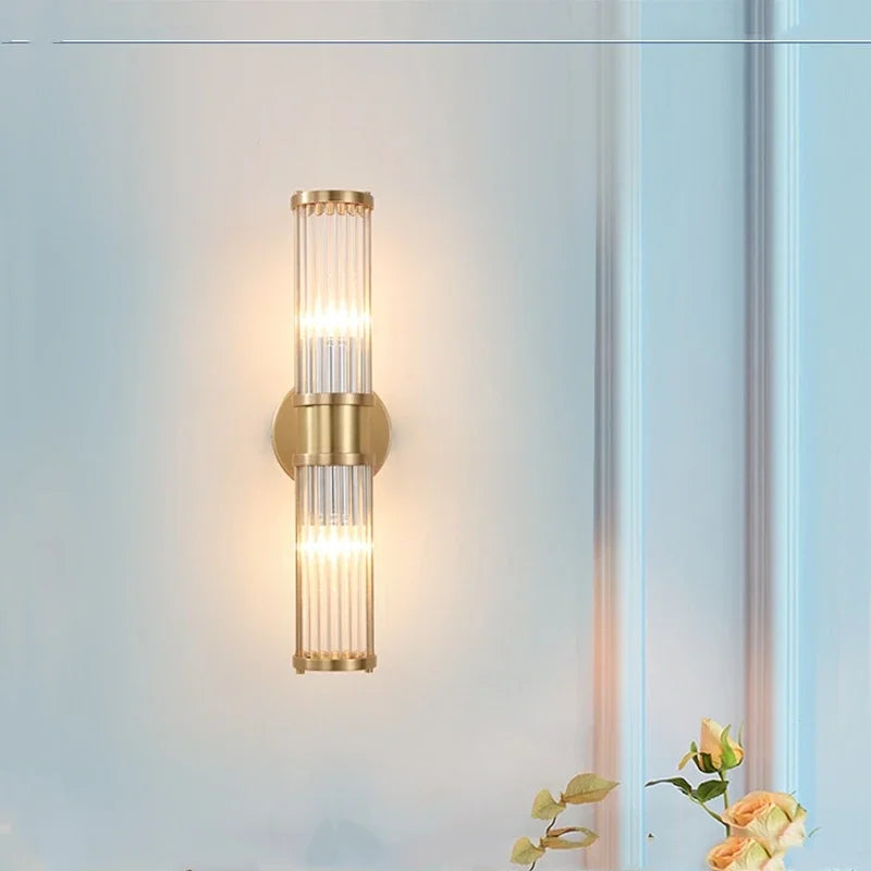 Crystal LED Gold Wall Sconce Modern Bedroom Decor Sconce Fixture