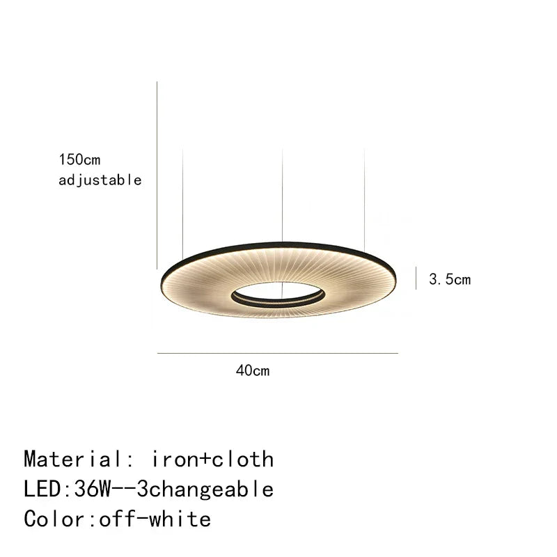 Dix Iris Pendant Light Fabric Round Ring Aesthetics Art Decor Light