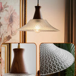 Modern Wood Glass LED Pendant Lamp for Living Room, Bedroom & Kitchen
