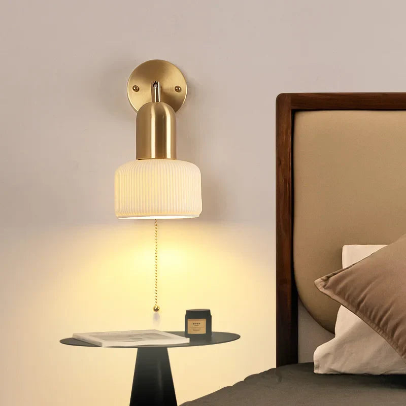 Afralia™ Rotatable Ceramic Wall Lamp with Pull Chain Switch for Bathroom Mirror, Bedroom, Living Room