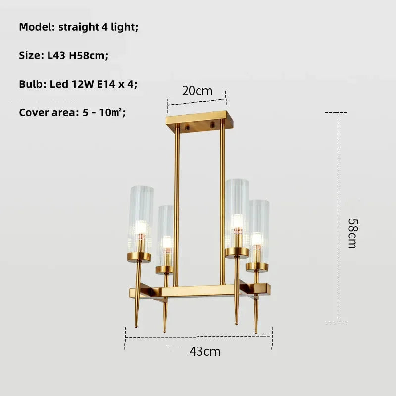 Gold Metal Glass LED Pendant Lights Chain Hanging Lamp