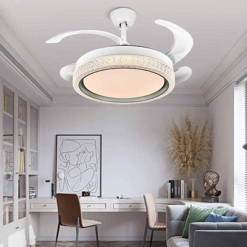 LED Ceiling Fan Light Remote Control, Small Decorative Fan for Home, Bedroom, Dining Room