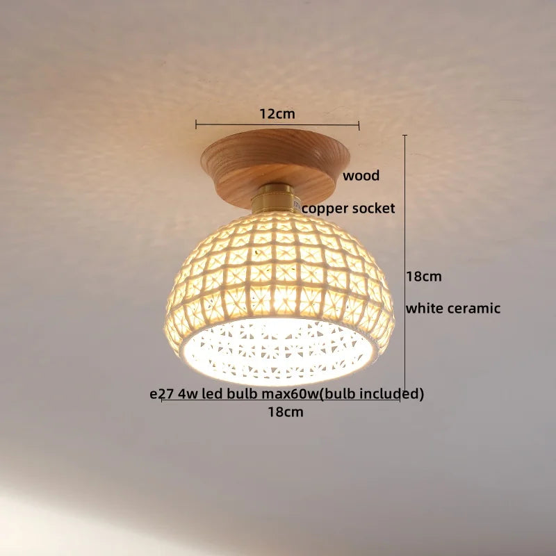 Wood Glass LED Ceiling Lamp Modern Plafondlamp for Home Restaurant Living Room