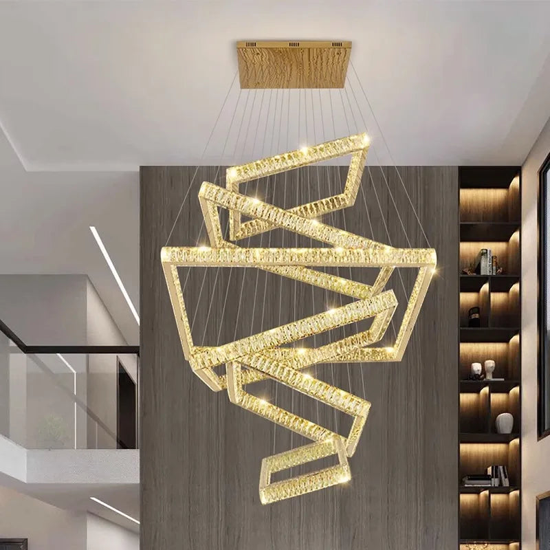 Crystal Chandelier: Elegant Living Room & Stair Pendant Light