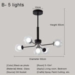 Glass Ball Pendant Chandelier for Living Room Bedroom Dining Room