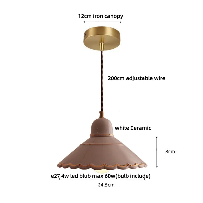 LED Pendant Lamp Modern Style Home Lighting Living Room Study Bar White Flower Ceramic