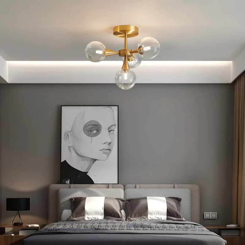 Glass Ball Chandelier Pendant Light Fixture for Living Dining Bedroom