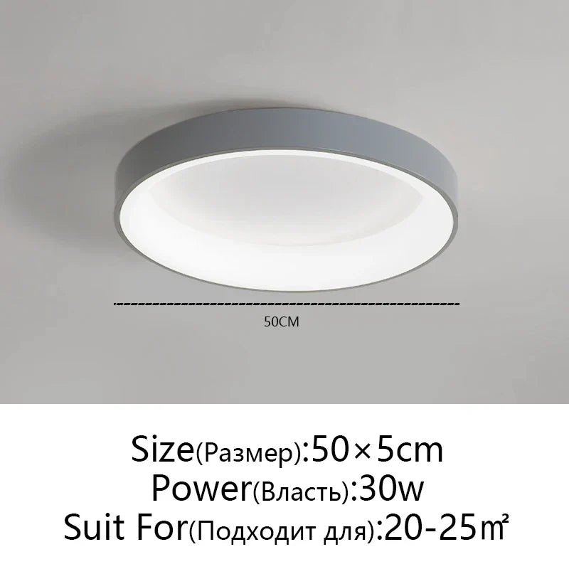 LED Ceiling Lights: White Grey Modern Design, Dimmable for Living Room Bedroom Dining