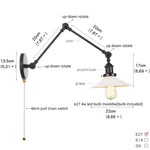 Afralia™ Vintage Industrial LED Wall Lamp with Pull Chain Switch & Clear Glass
