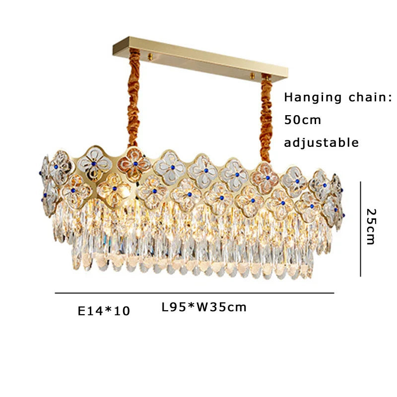 European Crystal Luxury Chandelier Gold Room Decor Hanglamp