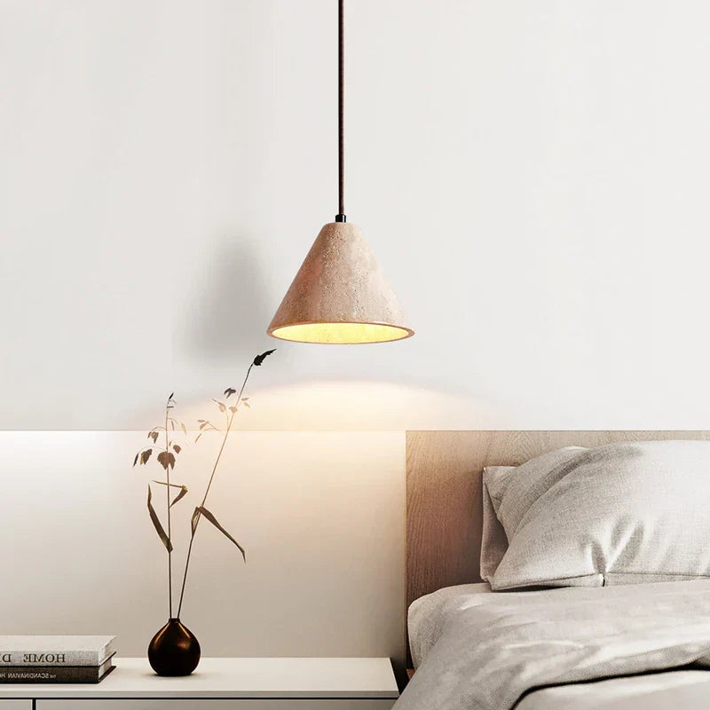 Yellow Travertine Stone LED Pendant Lamp - Vintage Hanging Lighting