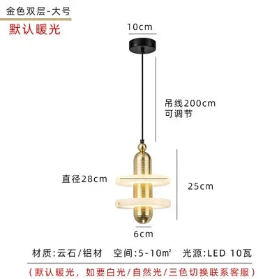 Nordic Marble Single Head Chandelier Luxury Lamps for Modern Restaurant & Bar