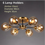 Glass Ball Chandeliers: Scandinavian LED Ceiling Lamps for Living Room & Bedroom