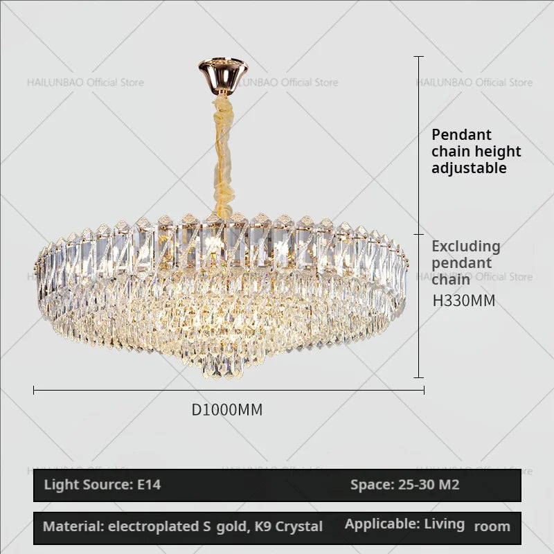 Crystal Chandelier: Luxury French Style Light for Elegant Living Room & Dining Area